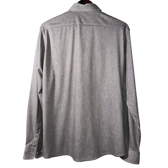 Hugo Boss Regular Fit Heather Gray Long Sleeve Button Up Dress Shirt Men's Large - Picture 3 of 10
